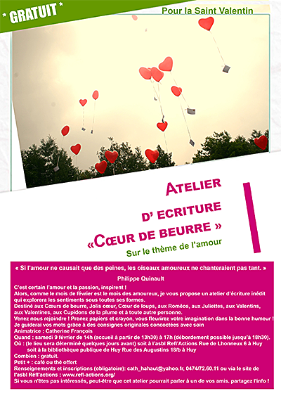 Coeur de beurre: Atelier d’écriture spécial « Saint Valentin » 